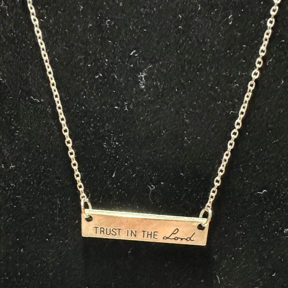 ⭐️Engraved Necklace w/ Stainless Steel Bar Pendant engraved w/ Trust in the Lord